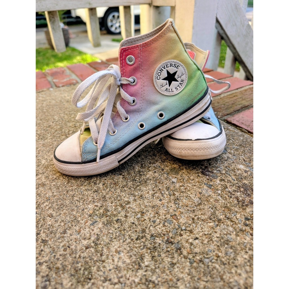 Converse Chuck Taylor All Star High Top Rainbow Ombre Kids Sneakers Sz 13